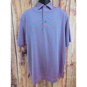 Footjoy Mens Striped Polo Medium Pink & Blue